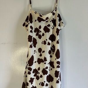 Cow Print Neck Slip Mini Dress Size M